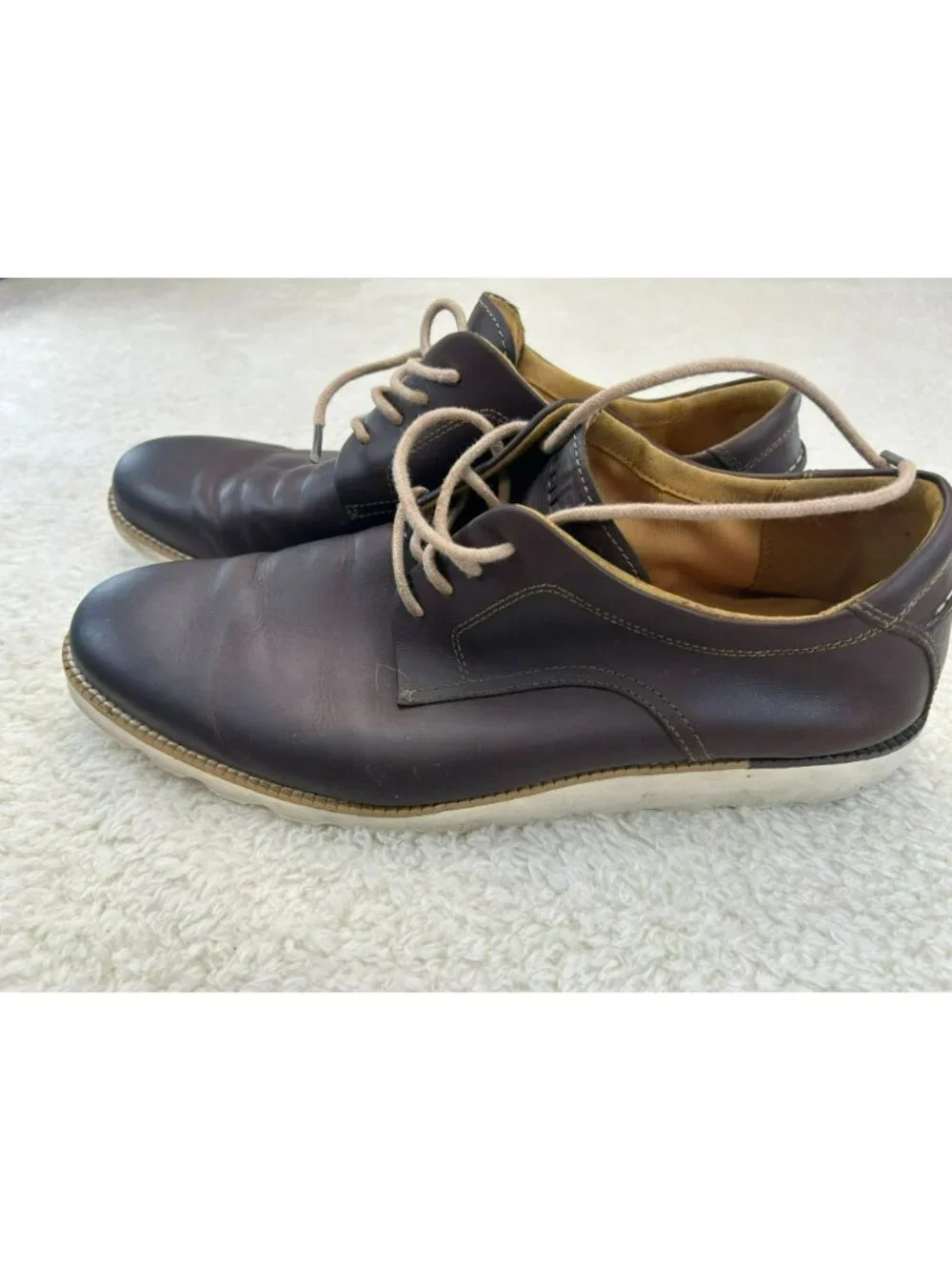 Cole Haan Mens Leather Lace-Up Brown Shoes Size 11M Round Toe Pre-Owned